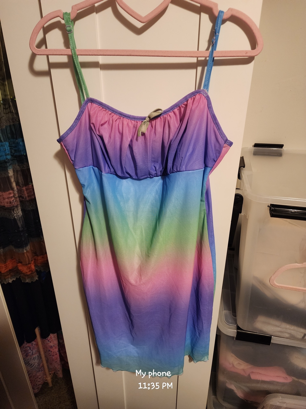 SHEIN Rainbow Ombre Slip Dress in Pink Purple Blue Green